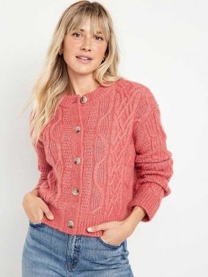 Cardigan Old Navy Cable-Knit Cardigan Pull Femme Rose | 347-PTMURD