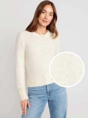 Cardigan Old Navy Eyelash Pull Femme Blanche | 382-YEATBX