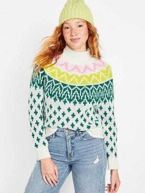 Cardigan Old Navy Mock-Neck Cropped Pull Femme Multicolore | 489-RMYVUP