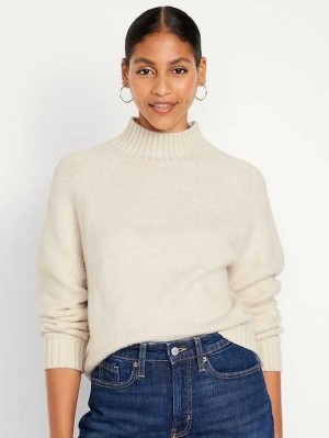 Cardigan Old Navy Mock-Neck Cropped Pull Femme Bleu Clair | 365-MSXCAJ