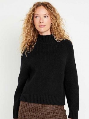 Cardigan Old Navy Mock-Neck Cropped Pull Femme Noir | 241-OLWUAC