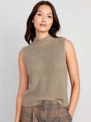 Cardigan Old Navy Mock-Neck Eyelash Pull Femme Sedimentary | 689-QTZMUO