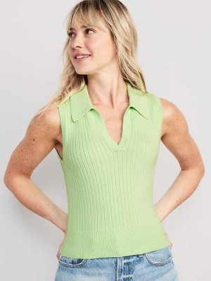 Cardigan Old Navy Sans Manches Rib-Knit Cropped Polo Femme Soft Limon | 568-DQUPIG