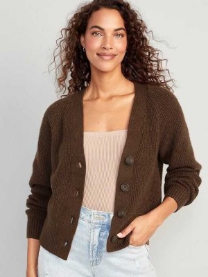 Cardigan Old Navy Shaker-Stitch Cardigan Pull Femme Espresso | 807-BGEVTS