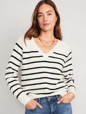 Cardigan Old Navy SoSoft Cocoon Pull Femme Blanche Noir Stripes | 723-VDJSER