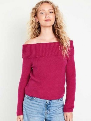 Cardigan Old Navy SoSoft Off-the-Shoulder Pull Femme Rose | 875-WZVDTF