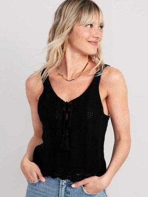 Cardigan Old Navy Tie-Front Pull Tank Top Femme Noir | 821-BWPHZU