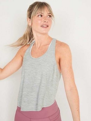 Haut Running Old Navy Breathe ON Cropped Racerback Tank Top Femme Grise Clair | 156-XRGYTD