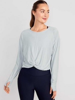 Haut Running Old Navy Cloud 94 Soft Long-Sleeve Twist-Front Cropped Top Femme Cloud Cover | 086-KMLZWE