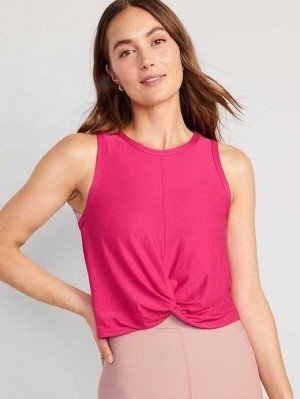 Haut Running Old Navy Cloud 94 Soft Twist-Front Cropped Top Femme Rose | 708-DSQLUN