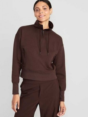 Haut Running Old Navy Dynamic Fleece 1/2-Zip Sweatshirt Femme French Roast | 245-DSXILW