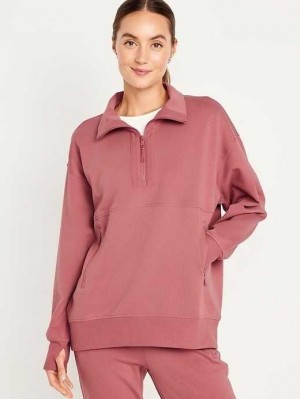 Haut Running Old Navy Dynamic Fleece Oversized 1/2-Zip Tunic Femme Rouge | 365-BHUXJG