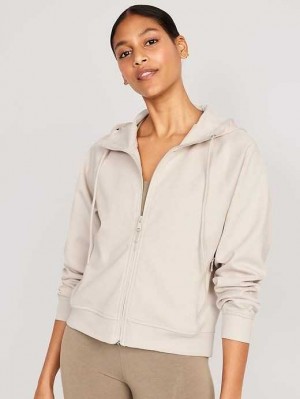 Haut Running Old Navy Dynamic Fleece Zip Hoodie Femme Beige | 910-FNHMGI