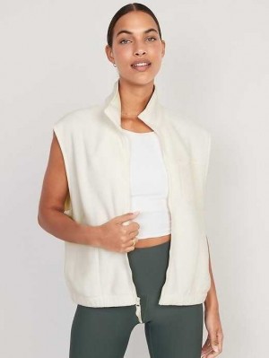 Haut Running Old Navy Fleece Full-Zip Vest Femme Creme De La Creme | 745-GLJKFM