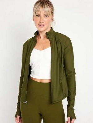 Haut Running Old Navy PowerSoft Full-Zip Jacket Femme Conifer | 723-AHNOCJ