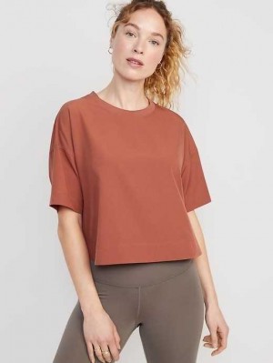 Haut Running Old Navy StretchTech Cropped T-Shirt Femme Apple Cinnamon | 275-XCLDWN