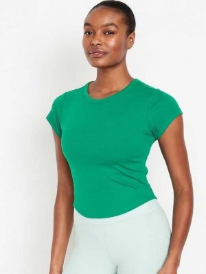 Haut Running Old Navy UltraLite Cropped Rib-Knit T-Shirt Femme Serpentine | 958-QPCAUM