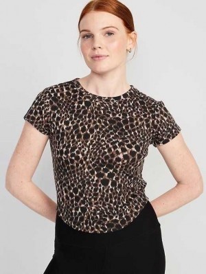 Haut Running Old Navy UltraLite Cropped Rib-Knit T-Shirt Femme Noir Leopard | 980-UBNGJV