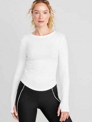 Haut Running Old Navy UltraLite Fitted Rib-Knit Top Femme Blanche | 567-ZBGYXA