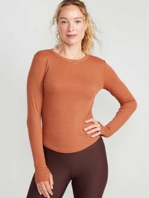 Haut Running Old Navy UltraLite Fitted Rib-Knit Top Femme Tumeric Root | 318-WOXZKG