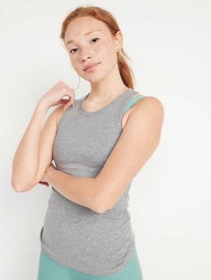 Haut Running Old Navy UltraLite Rib-Knit Racerback Tank Top Femme Grise | 530-GWMERI