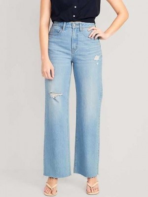 Jean Old Navy Curvy Extra High-Waisted Cut-Off Larges-Leg Jeans Femme Holly | 871-QBAWFG