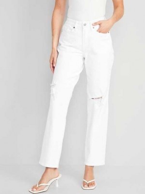 Jean Old Navy Curvy High-Waisted OG Loose White Jeans Femme Blanche | 249-YMRUOP