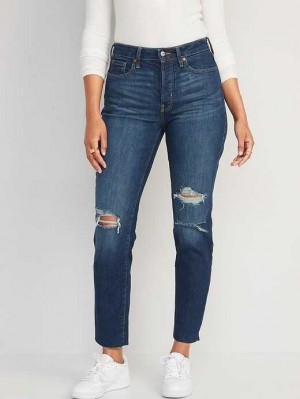 Jean Old Navy High-Waisted Button-Fly O.G. Droit Ripped Cut-Off Jeans Femme Cyrano | 247-TSGXBA