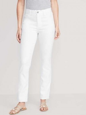 Jean Old Navy High-Waisted Wow Droit White Jeans Femme Blanche | 854-CAFGDZ