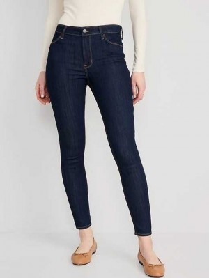 Jean Old Navy High-Waisted Wow Super-Mince Jeans Femme Lavage Foncé | 053-SUEBFM