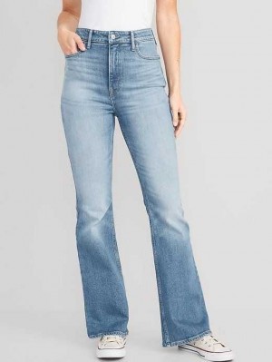 Jean Old Navy Higher High-Waisted Flare Jeans Femme Lavage Clair | 638-ALFNOI