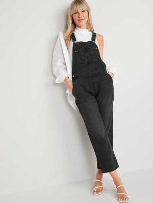 Jean Old Navy Slouchy Droit Black Workwear Non-Stretch Jean Overalls Femme Noir | 602-RCIKFE