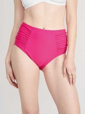 Maillots De Bain Old Navy High-Waisted Printed Ruched Bikini Swim Bottoms Femme Flamingo | 350-ZPWOIC