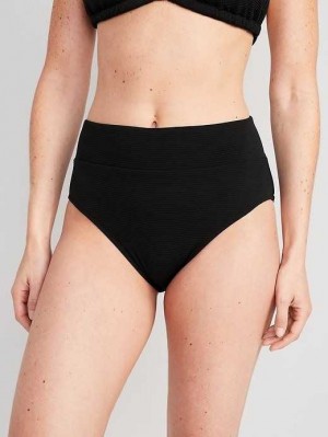 Maillots De Bain Old Navy High-Waisted Pucker Classiche Bikini Swim Bottoms Femme Noir | 259-TGDKMB