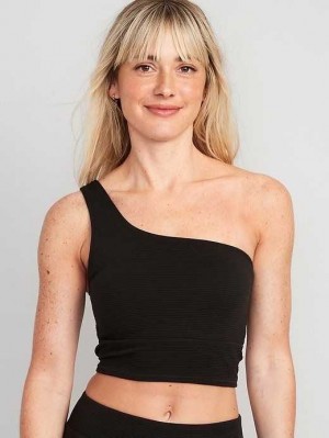 Maillots De Bain Old Navy One-Shoulder Pucker Longline Bikini Swim Top Femme Noir | 098-NXLICE