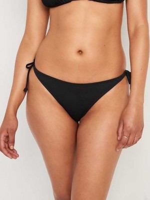 Maillots De Bain Old Navy Rib-Knit String Bikini Swim Bottoms Femme Ebony | 423-QMYRHW