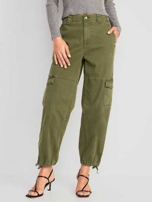 Pantalon Old Navy High-Waisted Barrel-Leg Cargo Ankle Pants Femme Conifer | 824-OXQPDV