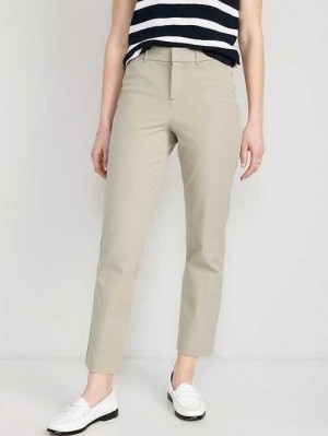 Pantalons Old Navy High-Waisted Pixie Droit Ankle Pants Femme Beige | 046-HNLVKD