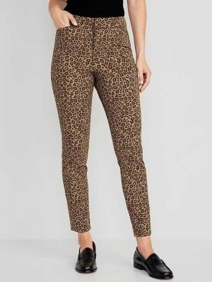 Pantalons Old Navy High-Waisted Pixie Mince Ankle Pants Femme Marron Leopard | 942-IJUOKL