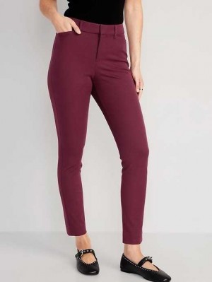 Pantalons Old Navy High-Waisted Pixie Mince Ankle Pants Femme Rouge Bordeaux | 905-NDLMAP
