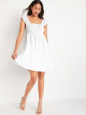 Peignoir Old Navy Corta-Sleeve Cutout Bow Mini Babydoll Swing Robe Femme Blanche | 528-NCHDEB