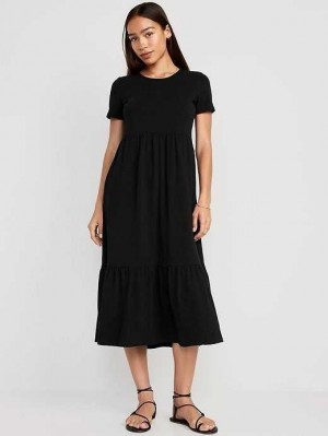 Peignoir Old Navy Corta-Sleeve Tiered Midi Robe Femme Blackjack | 531-XSWLFK