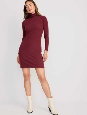 Peignoir Old Navy Fitted Mock-Neck Rib-Knit Mini Robe Femme Rouge Bordeaux | 537-FZVXGK