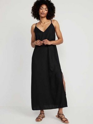 Peignoir Old Navy Tie-Back Maxi Slip Robe Femme Noir | 701-TJSUCL