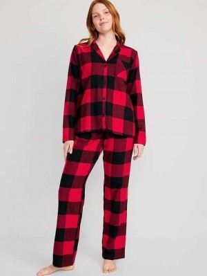 Pyjamas Old Navy Matching Flannel Pajama Set Femme Rouge | 714-AQWZEY