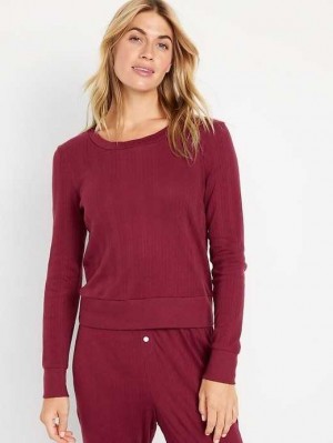 Pyjamas Old Navy Pointelle-Knit Cropped Pajama Top Femme Rouge Bordeaux | 570-ASNIHE