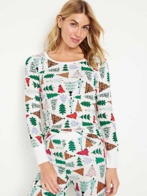 Pyjamas Old Navy Waffle-Knit Pajama Top Femme O Christmas Tree | 465-YGTCDH