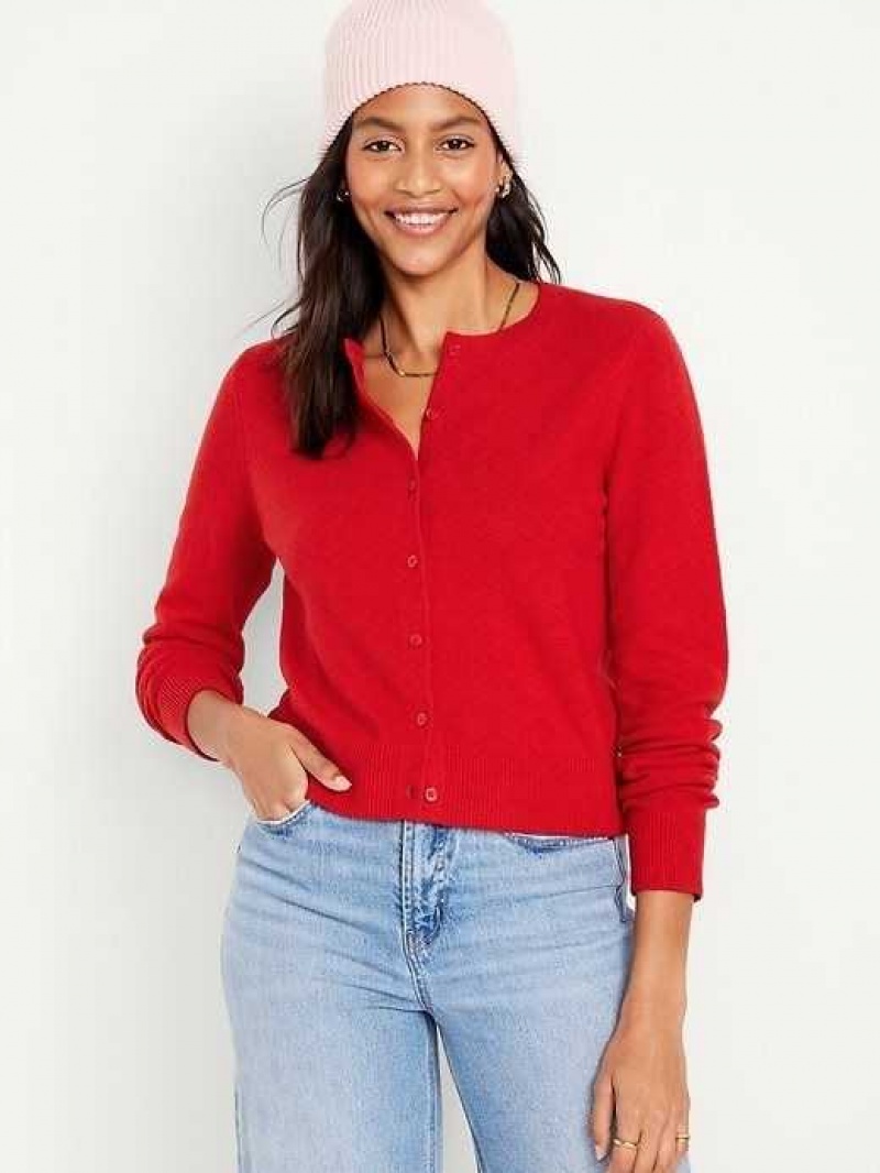 Cardigan Old Navy SoSoft Cropped Cardigan Pull Femme Rouge | 789-RJEQOL