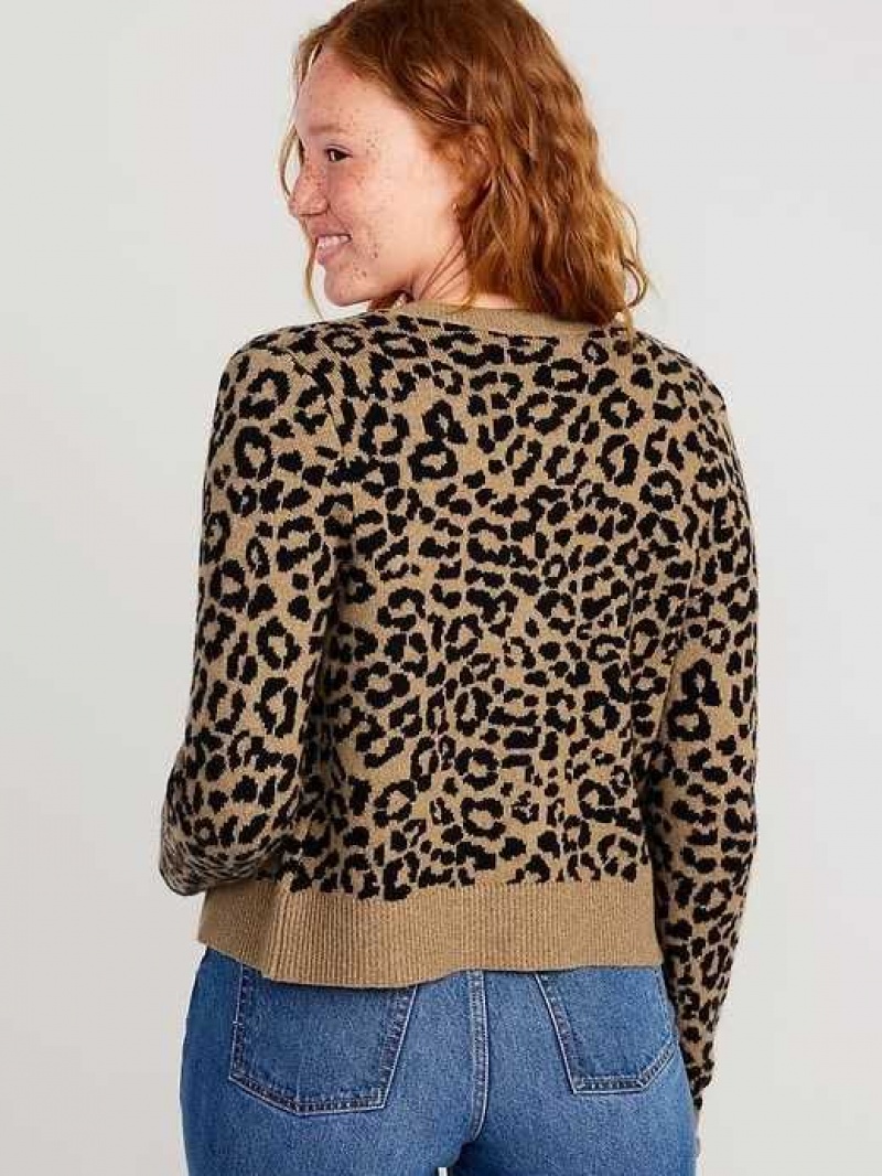 Cardigan Old Navy SoSoft Cropped Cardigan Pull Femme Cheetah | 576-RKMGNB