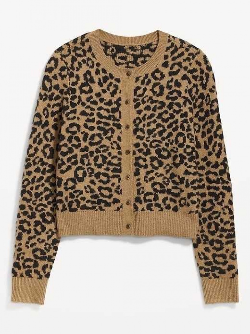 Cardigan Old Navy SoSoft Cropped Cardigan Pull Femme Cheetah | 576-RKMGNB